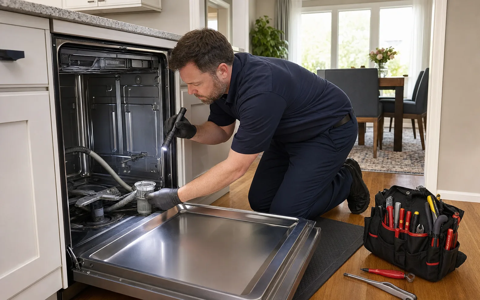 Bosch Dishwasher E24 Error: Drain Problem or Pump Failure? — illustrative appliance diagnostic scene