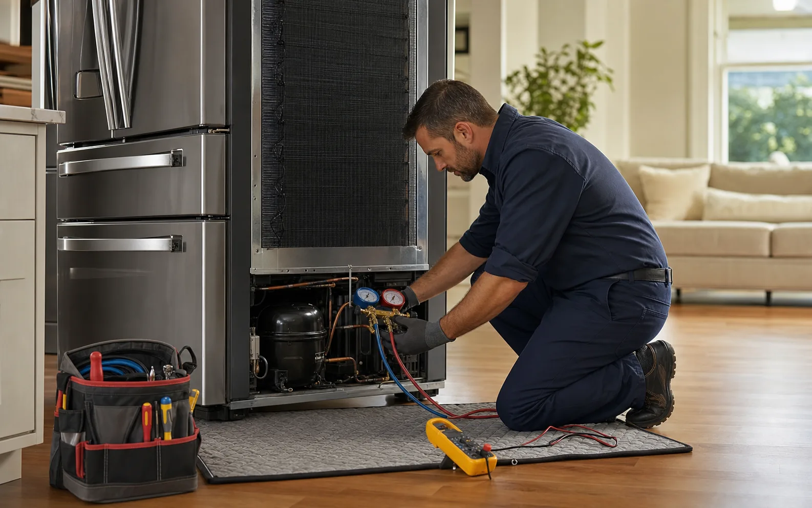 LG Refrigerator Compressor Failure Symptoms: What Homeowners Notice First — illustrative appliance diagnostic scene