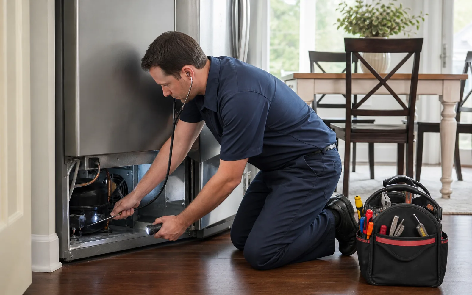 Refrigerator Making Loud Buzzing, Clicking, or Rattling Noises — illustrative appliance diagnostic scene