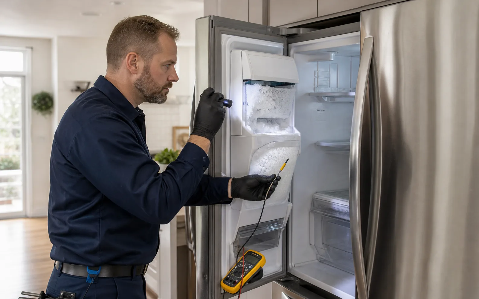 Samsung Refrigerator Ice Maker Freezing Over: Causes and Repair Options — illustrative appliance diagnostic scene