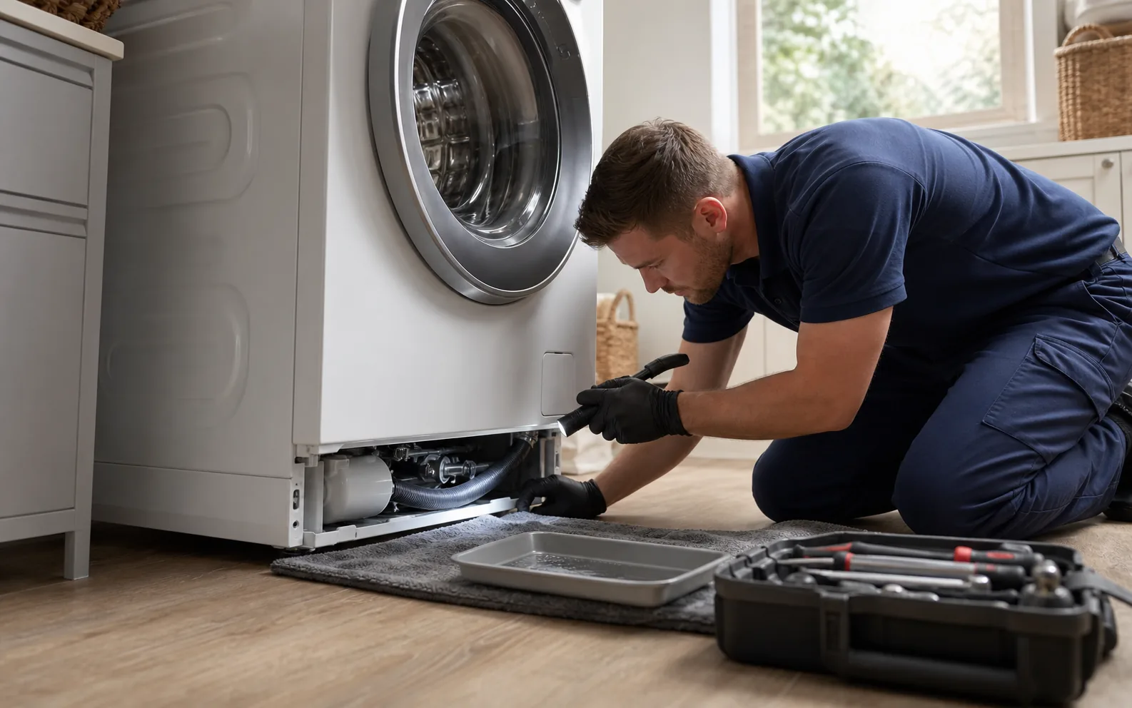 Washing Machine Leaking From Underneath: How to Locate the Source — illustrative appliance diagnostic scene